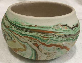 ✨vintage Nemadji Pottery Vase 5” X 3” Beige,  Green,  Orange,  Brown