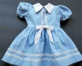 Vintage Darling Blue And White Doll Dress Embroidered Fits 18 " Dolls