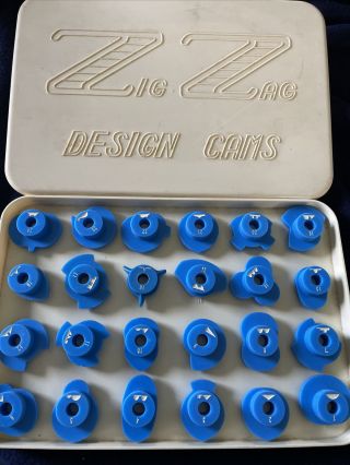 Vintage Zig Zag Design Cams Set Of 24 Blue Sewing Machine Parts