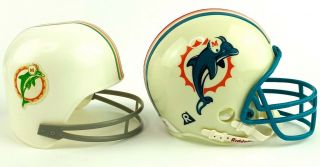 Miami Dolphins Mini Helmet Set Of 2 Vtg 1974 Laich Nfl 4 " And Mini Riddell