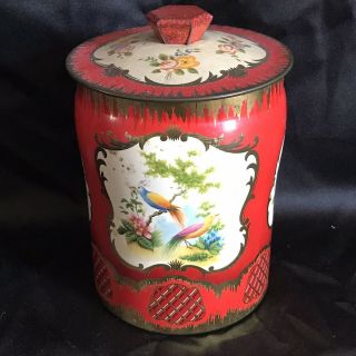 Vintage George W.  Horner & Co.  Decorative Tin Canister With Lid