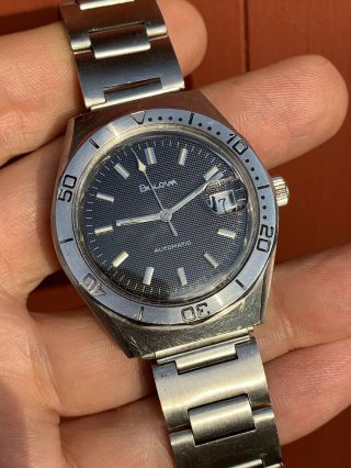 Vintage Bulova Waffle Dial Automatic Mens Diver Watch Cal.  11aoacd Swiss
