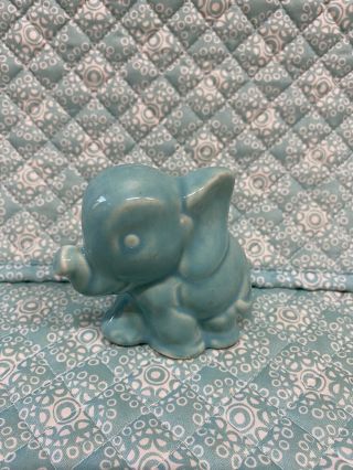 Vintage SHAWNEE Pottery Miniature Turquoise ELEPHANT 2