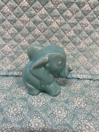 Vintage SHAWNEE Pottery Miniature Turquoise ELEPHANT 3