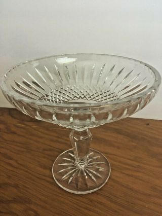 Antique Vintage Hand Cut Lead Crystal Glass Footed Compote Candy Dish 6.  25”