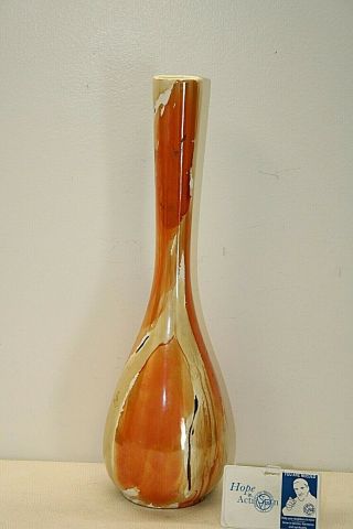 Mid Century Royal Haeger Orange Pottery Vase 15 1/4” Tall
