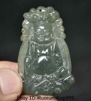 1.  8 " Natural Emerald Jade Jadeite Carved Happy Laugh Maitreya Buddha Pendant