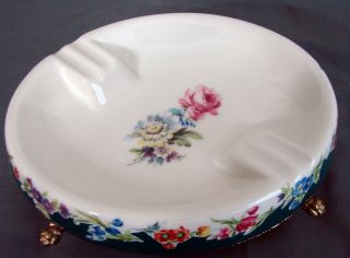 Italian Porcelain Florals Flowers Ashtray Made By Alfa