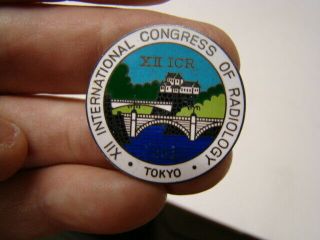 Vintage 1969 International Congress Radiology Tokyo Japan Metal Pin Back Button 3