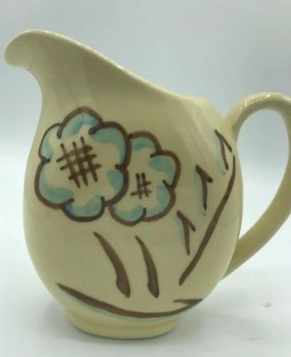 Shawnee Pottery Creamer Pitcher 1940 Usa 35 Off White Blue Brown Flowers