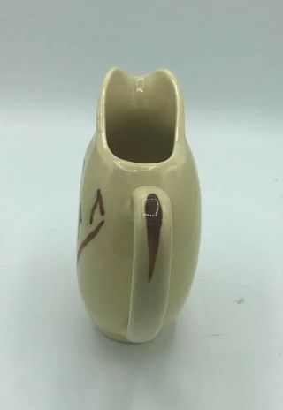 Shawnee Pottery Creamer Pitcher 1940 USA 35 Off White Blue Brown Flowers 2