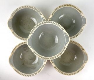 5 Vintage Harker Pottery Chesterton Ware Light Gray Cereal Dessert Bowls