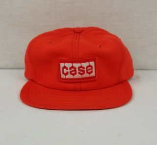 Vintage J I Case Patch Orange Headwear Snapback Trucker Farmer Cap Hat Usa