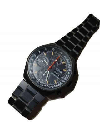 LeJour Chronograph Day Date Black Men ' s Watch Valjoux 7000 Swiss Vintage Metal 5