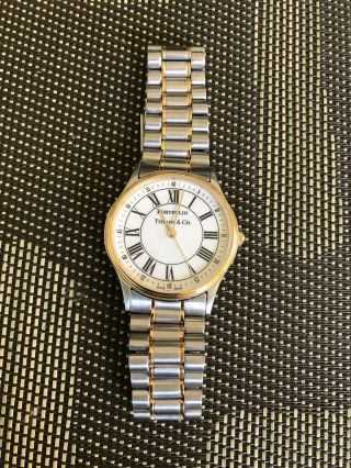 Tiffany & Co Portfolio Two Tone Stainless Steel Wrist Watch