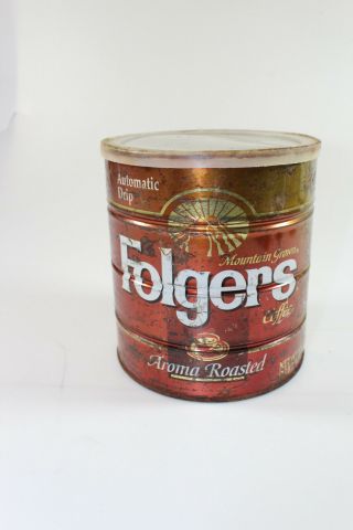 Vintage Folgers Coffee Can With Lid (m)