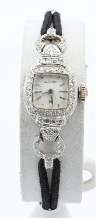 Antique Art Deco Platinum Ladies Hamilton Wristwatch With Diamonds No Res Wb72 - 8