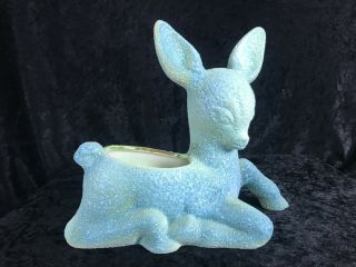 Vintage Royal Haeger Ceramic Textured Blue Doe Deer R - 1913 Art Pottery 7 3/4 "