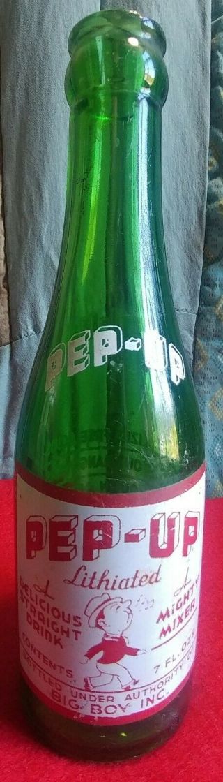 Rare Old 1900`s Vintage Pep Up,  Big Boy Company Glass Bottle,