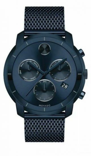 Movado Bold 3600403 Blue Dial Blue Mesh Stainless Steel Band Men 