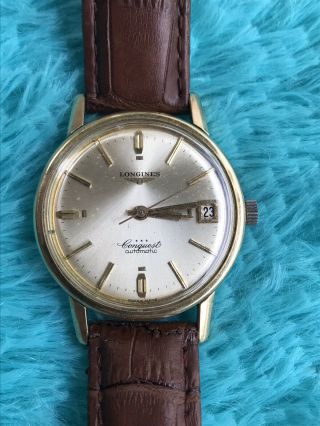 Vintage Longines Conquest Gold & Steel Automatic 35mm Cal 291 Watch For Men
