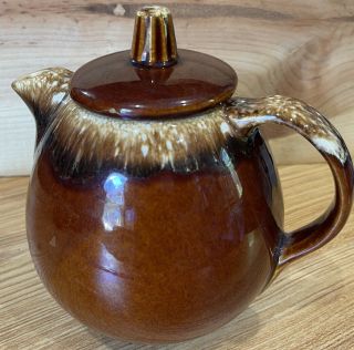 Vintage Hull Pottery Brown Drip Glaze Coffee Tea Pot & Lid