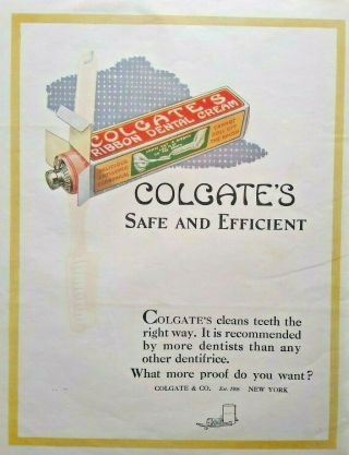 1920s Colgate Toothpaste Dental Art Large Vintage Print Ad