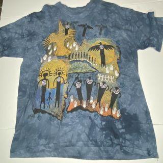 Vintage 90’s The Mountain T Shirt Size XL Tribal Art Tie Dye Ginny Hogan 1999 2