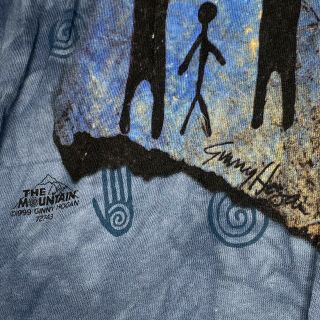 Vintage 90’s The Mountain T Shirt Size XL Tribal Art Tie Dye Ginny Hogan 1999 3