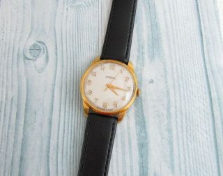 Raketa Cal.  2409 Ultra Rare 1960 Years Gold Plated Case Vintage Ussr Wrist Watch