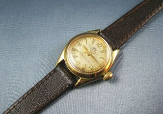 Vintage Rolex Tudor Solar Aqua Gold Tone Ladies Watch 7935 Cal.  1173 1950