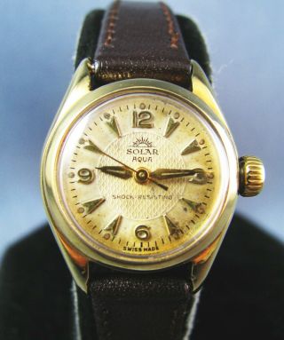 Vintage Rolex Tudor Solar Aqua Gold Tone Ladies Watch 7935 Cal.  1173 1950 2