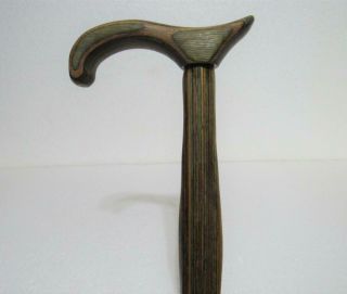Vtg.  Laminated Wooden Barley Twist Walking Stick Cane Hand Crafted Exotic Wood