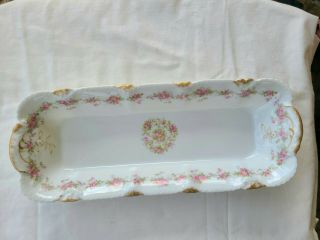 Vintage Haviland Limoges Celery Tray Dish Bowl Pretty Pink Roses,  Cookie Plate