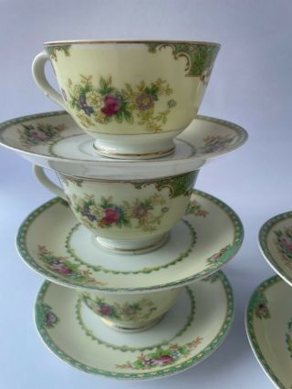 5 - pc Meito Shelly Hand Painted Tea Cup and Saucer Set Vintage 30’s 2