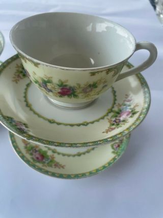 5 - pc Meito Shelly Hand Painted Tea Cup and Saucer Set Vintage 30’s 3