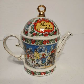 Vintage Sadler A Merry Christmas Holiday Teapot Design Made In England