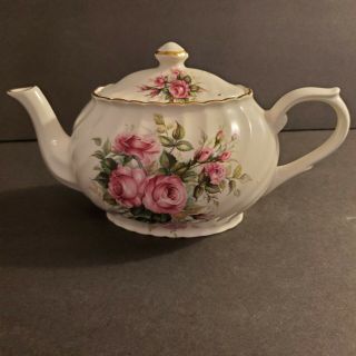 Arthur Wood & Son 1884 Staffordshire England 6249 Porcelain Teapot Roses Floral