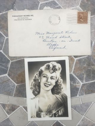 Lana Turner Studio Photo Pre Printed Signature In Envelope 1946