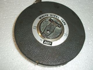 Vintage Lufkin Hw100 100 Ft.  Yellow Steel Tape Label States White Pristine Usa
