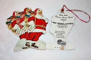 4 Vintage First Federal Savings And Loan Wilkes - Barre Santa Claus Advertisements