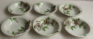 Vintage.  5 1/2 " Roselyn China Dogwood Magnolia Pattern Set 6 Fruit Bowls