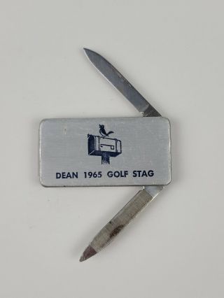 Vintage Dean 1965 Golf Stag Advertising Money Clip / Pocket Knife File Imperial