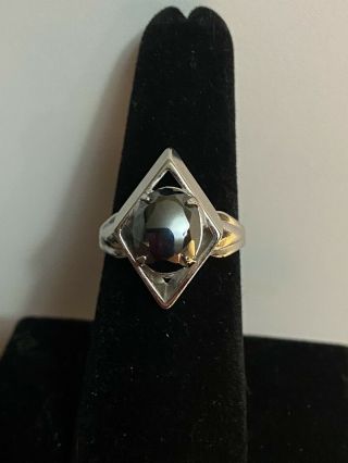 Vintage Jp Jane Popovich Sterling Silver 925 Ring Size 6.  25 Hematite 2ct