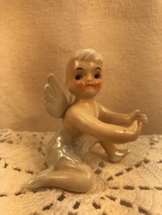 Vtg Mid - Century 50’s Pixie Angel Fairy Candle Hugger Holder Luster Ware Figurine