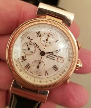 Jacques Lemans 7750 Valjoux Automatic Chrono Rose Gold Swiss Watch Never Worn