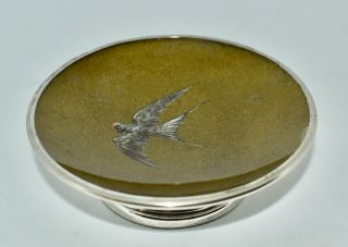 Unusual Silver Plate And Enamel Footed Comport/bonbon - Bird - Prov Pat No23538
