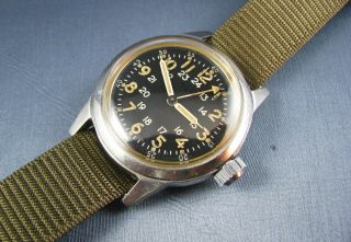 Vintage Elgin A - 17a Hack Us Military Pilots Mens Watch Stainless 1960