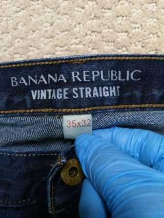 Banana Republic Vintage Straight Mens Jeans Dark Wash Blue Denim Size 35x32 3
