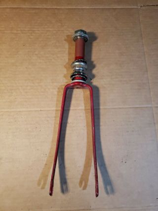 Vintage Schwinn 16 " Front Fork Flamboyant Red Stingray Pixie S7 Headset Oem